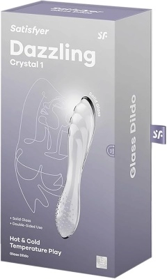 Satisfyer Dazzling Crystal - стеклянный фаллоимитатор с рельефом прозрачный 18.2 см